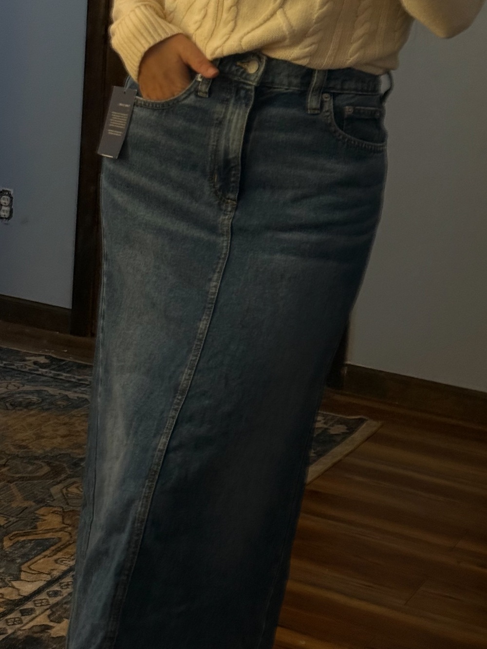 Universal Thread Blue Denim Maxi Skirt - Flared A-Line